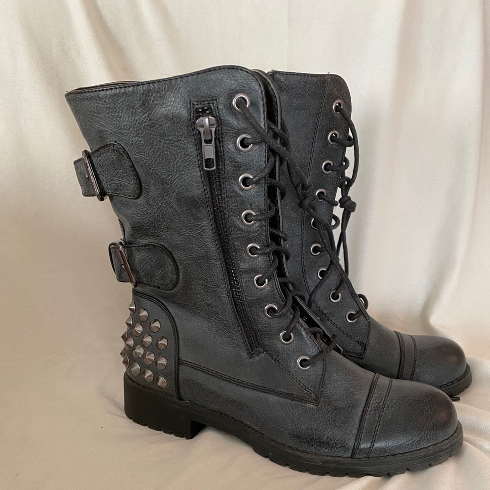blue/grey studded boots. NWOT